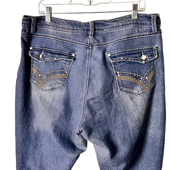 Kiss Therapy 18 Plus  Rhinestone Embellished Bootcut Jeans Classic 5-Pocket - Picture 7 of 10